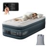 Twin Air Mattress with Built-in Pump, 18in Raised Comfort Blow up Mattress, Double Chamber Airbed