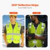 Safety Vest, 10 Pockets Yellow Safety Vest, High Visibility Zipper Front Safety Vest with Reflective Strips