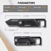 Keychain Knife, Carabiner Multitool, Tanto Pocket Knife with Key Clip, Box Cutter, Can/Bottle Opener, Screwdriver Wrench, Pry Tools