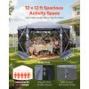 Pop up Gazebo Screen Tent, 12 x 12 ft Large 6-Sided Camping Canopy Tent with Removable Top & Carry Bag, Quick-Set & Bite-Proof