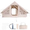 Inflatable Tents for Camping, 5-8 Person Easy Setup Blow up Tent with Hand Pump, 300D Oxford Glamping Tent with Stove Jack 2 Doors & 4 Mesh Windows