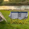 Oversized  Style Folding Camping Chair with Carry Bag & Cup Holders Navy Blue And Gray for Outdoor Beach Picnic Hiking Travel