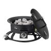 Propane Fire Pit, 19-Inch Diameter Outdoor Portable Gas Fire Pit with Cover & Lava Rocks, Adjustable Flame Height Camping Firepit for Heating