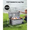 Portable Cooler, 74 QT Wheeled Cooler with Ice Retention, Heavy-Duty Handles and Cup Holder, Lightweight Rigid Material Insulated Portable Cooler