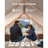 Inflatable Tents for Camping, 5-8 Person Easy Setup Blow up Tent with Hand Pump, 300D Oxford Glamping Tent with Stove Jack 2 Doors & 4 Mesh Windows