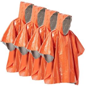 Emergency Rain Poncho Weather Proof Outdoor Survival Camping Gear (Color: Orange, Type: Camping Supplies)