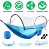3-in-1 Camping Hammock with Automatic Pop-Up Mosquito Net, Lightweight 70D Nylon Portable Hammock Supports 440lbs
