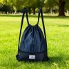 Drawstring Backpack String Bag Foldable Sports Sack with Zipper Pocket