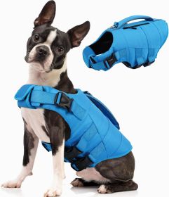 Dog Life Jacket, High Flotation Dog Life Vest for Swimming Boating, Adjustable Small Medium Large Dogs Swim Vest with Rescue Handle and Pocket (size: Blue    Medium)