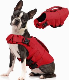Dog Life Jacket, High Flotation Dog Life Vest for Swimming Boating, Adjustable Small Medium Large Dogs Swim Vest with Rescue Handle and Pocket (size: A-Red  X-Small)
