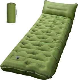 Camping Sleeping Pad, Ultralight Camping Mat with Pillow Built-in Foot Pump, 4" Thick Inflatable Sleeping Mat Compact for Backpacking, Hiking (size: Green  Single)