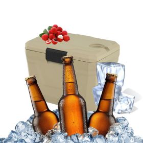 Portable Cooler Hard Shell Ice Chest for Outdoor Picnic (Color: Tan, Type: Coolers)