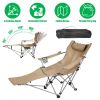 Reclining Camping Chair with Footrest 4-Position Adjustable Outdoor Folding Chair Heavy Duty Portable Camping Lounge Chair with Headrest Cup Holder &