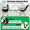 Reclining Camping Chair with Footrest 4-Position Adjustable Outdoor Folding Chair Heavy Duty Portable Camping Lounge Chair with Headrest Cup Holder &