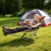 Portable Folding Camping Chair with Removable Footrest Waterproof Oxford Cloth Support 220lbs Multifunctional Recliner Chair with Cup Holder & Side Po