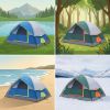 2/4 Person High Quality Camping Tent with Tent Fly, Easy Setup Dome Tent with Mesh Windows & Skylights, Lightweight Portable Tent for Outdoor Camping